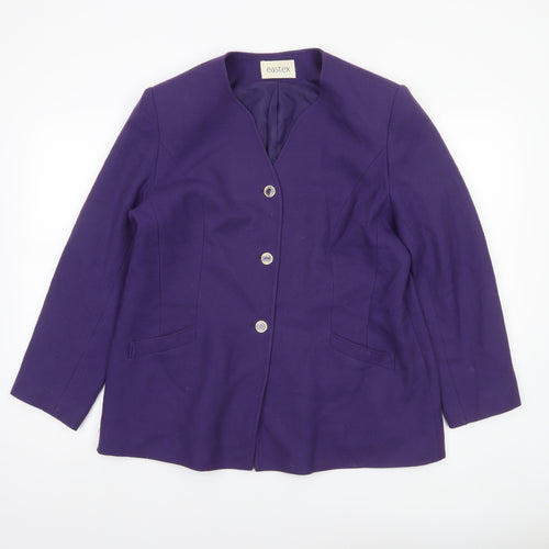 Eastex Women's Purple Wool Suit Jacket UK 16 Classic Lined Blazer