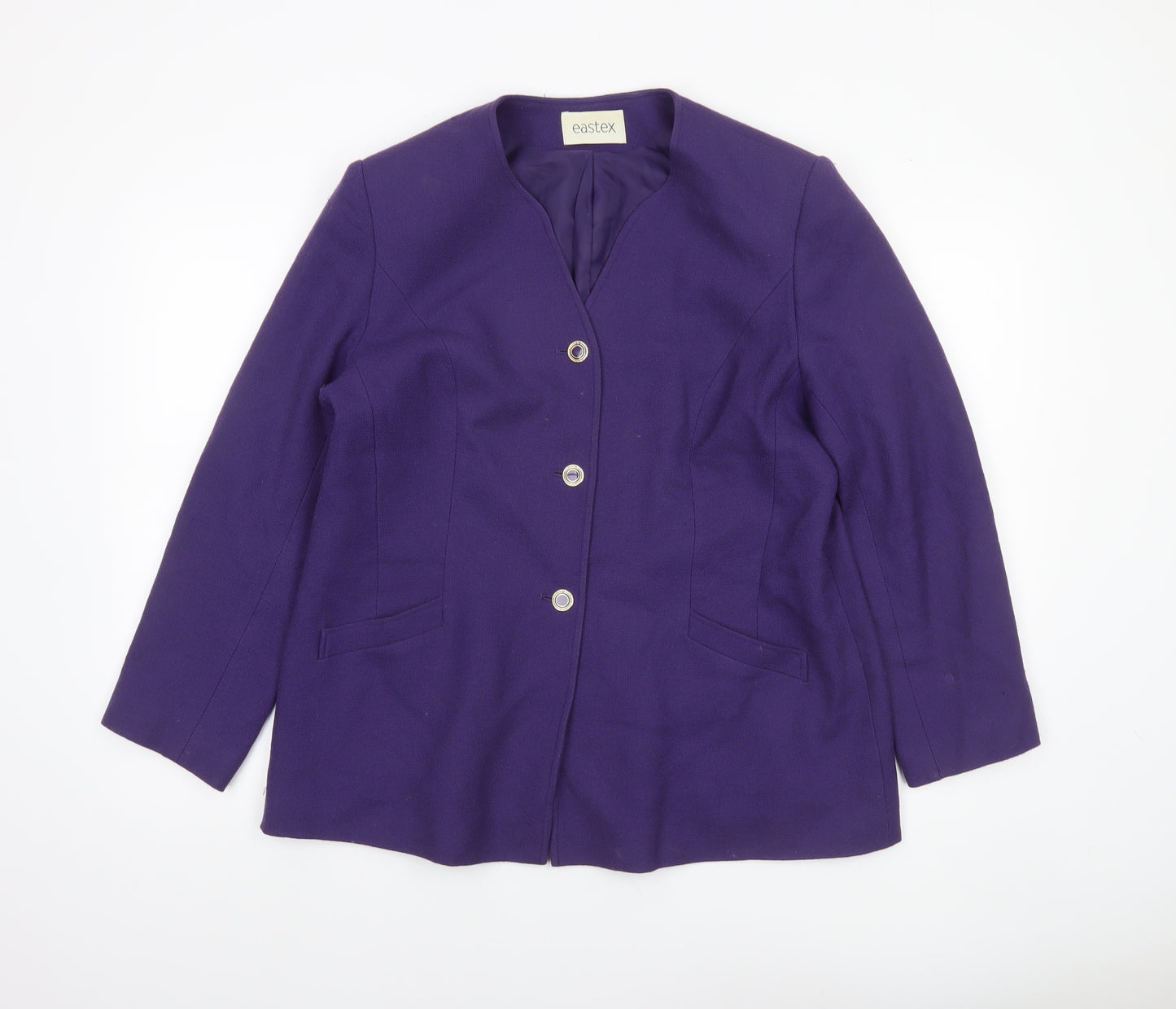 Eastex Women's Purple Wool Suit Jacket UK 16 Classic Lined Blazer