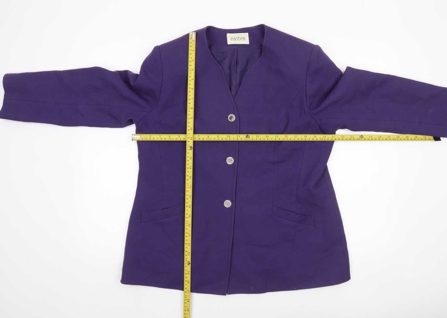 Eastex Women's Purple Wool Suit Jacket UK 16 Classic Lined Blazer