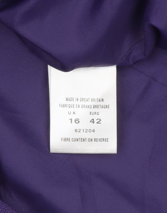 Eastex Women's Purple Wool Suit Jacket UK 16 Classic Lined Blazer