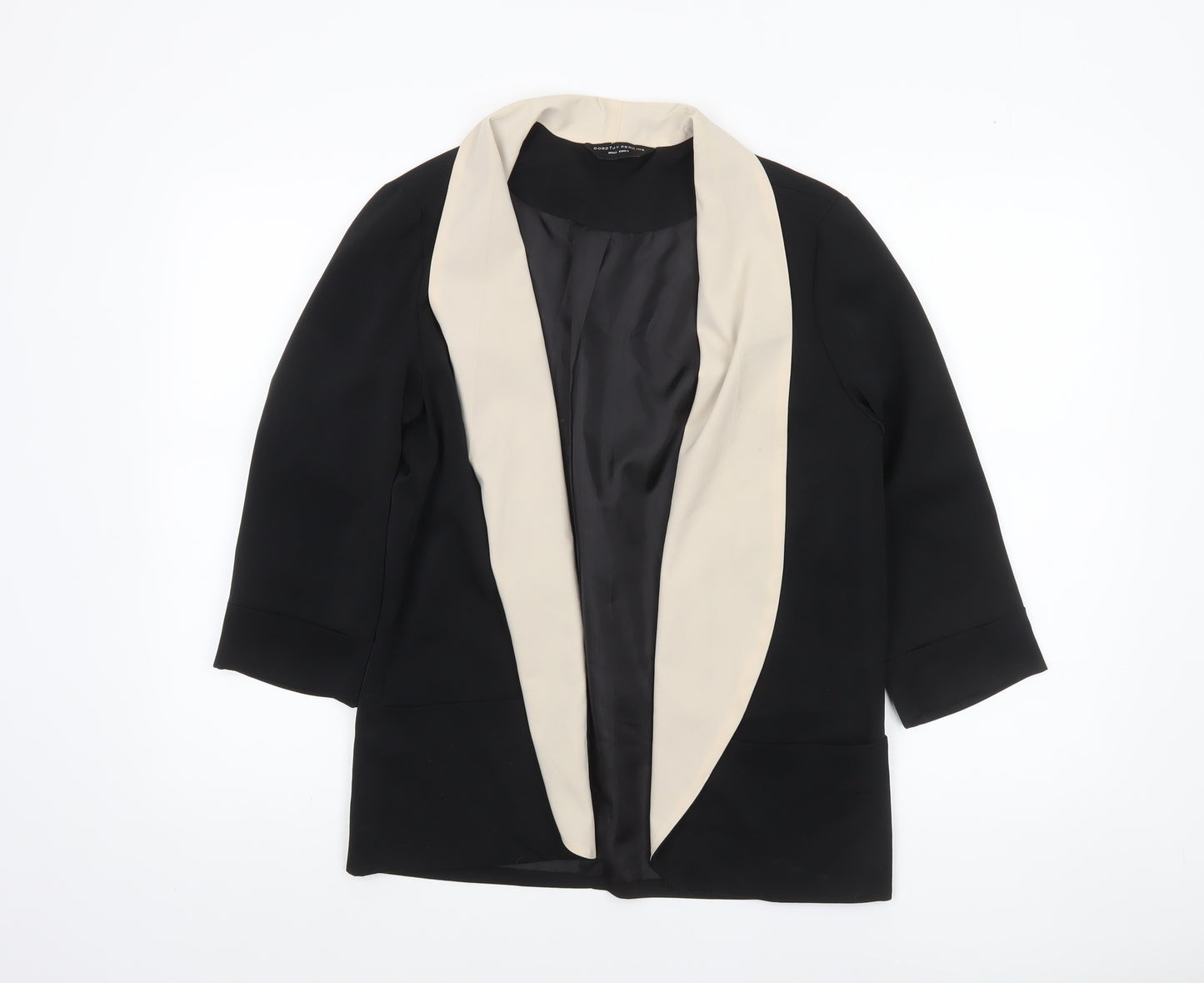Dorothy Perkins Women’s Black Blazer Jacket Size S Contrast Trim Workwear