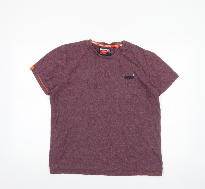 Superdry Men’s Red Crew Neck Cotton T-Shirt Size L