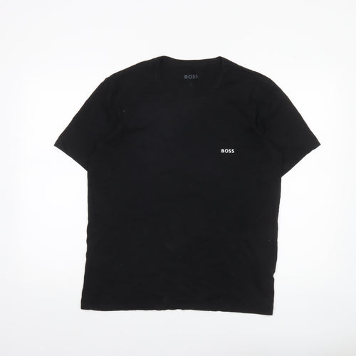 BOSS Men's Black Cotton Crew Neck Short Sleeve T-Shirt L