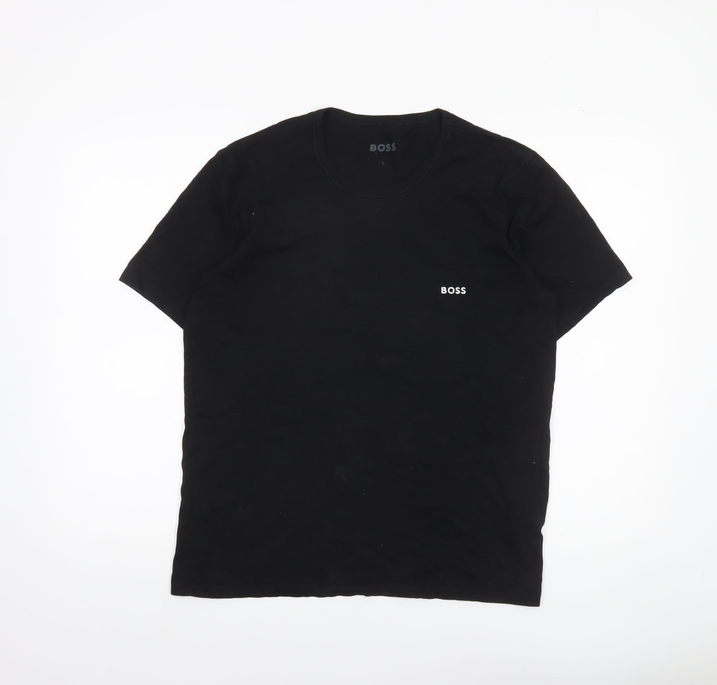 BOSS Men's Black Cotton Crew Neck Short Sleeve T-Shirt L