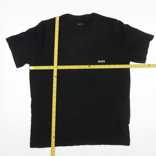 BOSS Men's Black Cotton Crew Neck Short Sleeve T-Shirt L