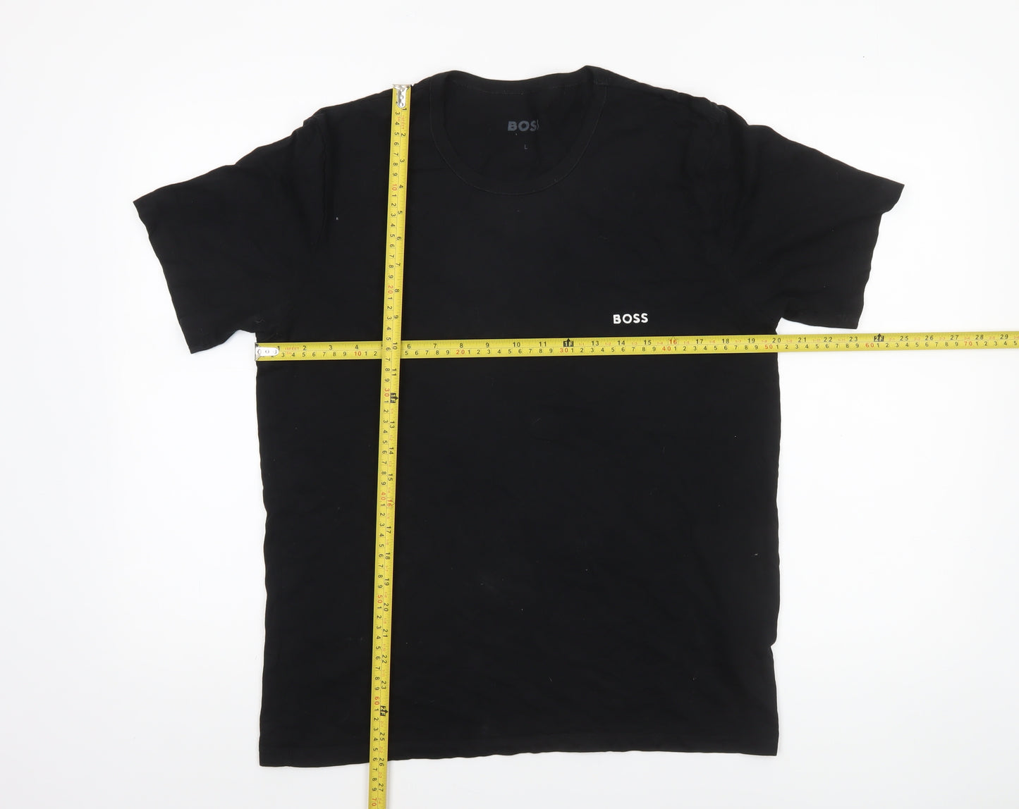 BOSS Men's Black Cotton Crew Neck Short Sleeve T-Shirt L