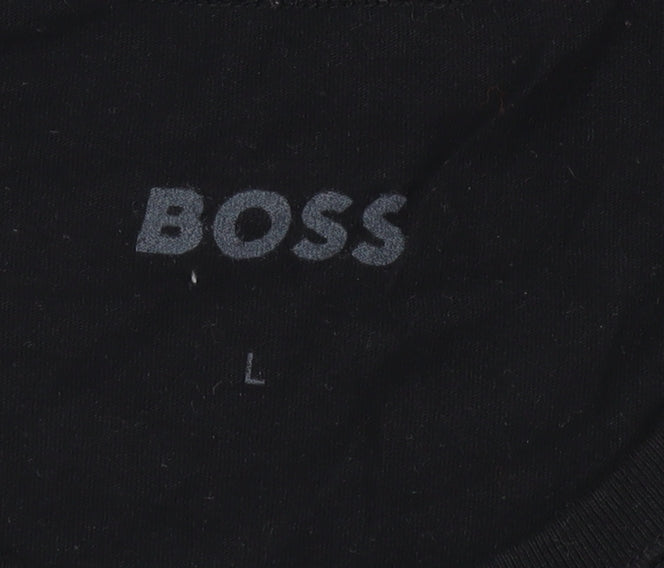 BOSS Men's Black Cotton Crew Neck Short Sleeve T-Shirt L