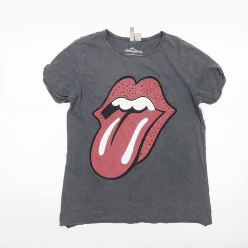 H&M Divided Rolling Stones Grey T-Shirt Women’s Small Rock Graphic
