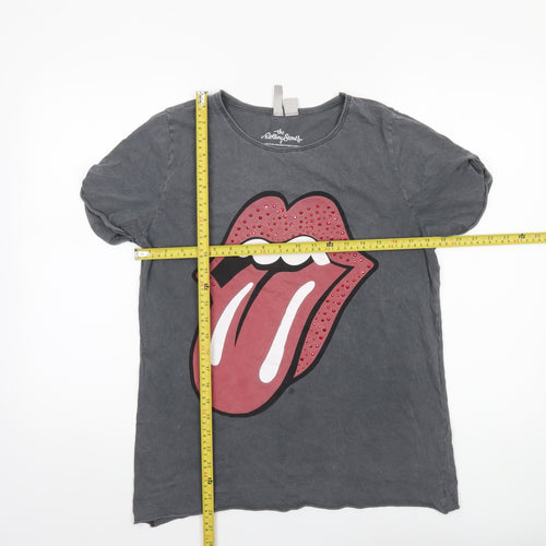 H&M Divided Rolling Stones Grey T-Shirt Women’s Small Rock Graphic