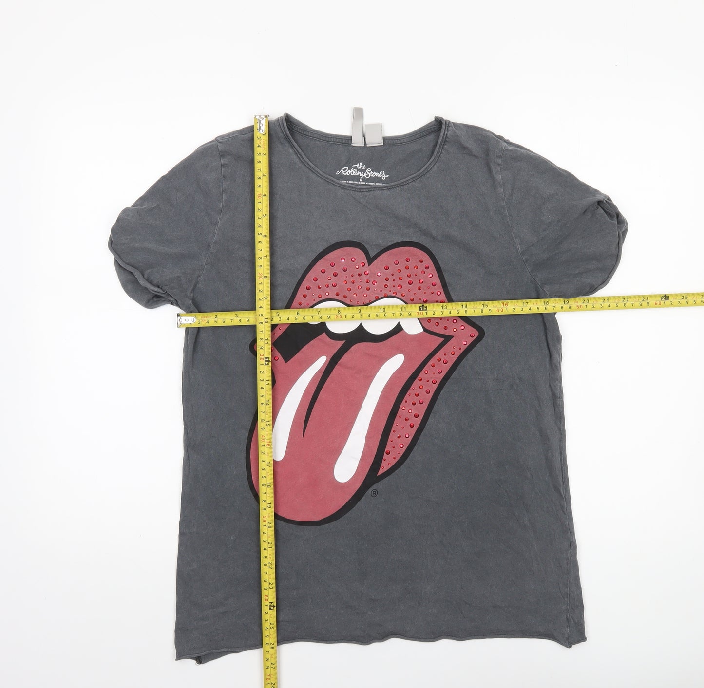 H&M Divided Rolling Stones Grey T-Shirt Women’s Small Rock Graphic