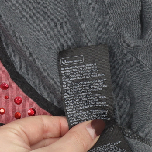 H&M Divided Rolling Stones Grey T-Shirt Women’s Small Rock Graphic