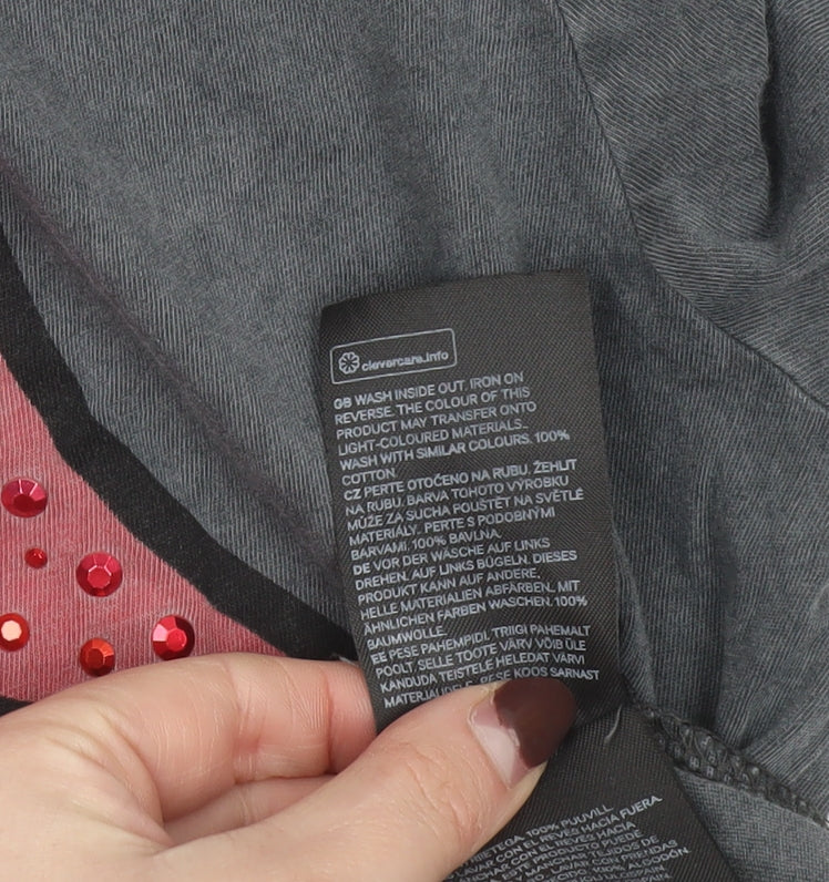 H&M Divided Rolling Stones Grey T-Shirt Women’s Small Rock Graphic