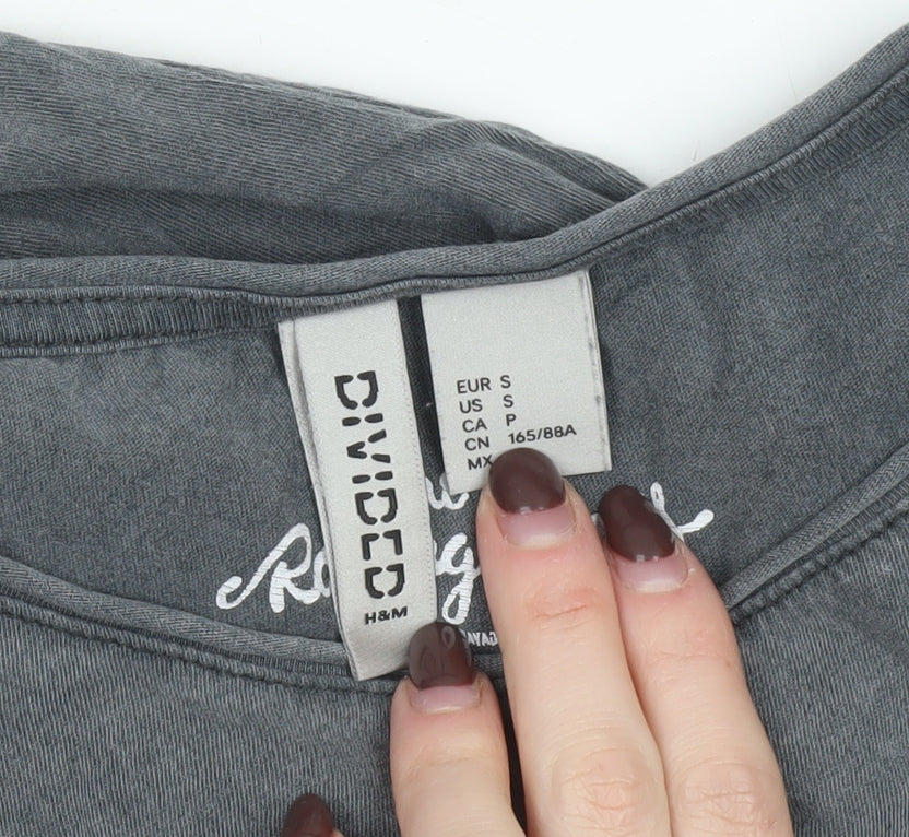 H&M Divided Rolling Stones Grey T-Shirt Women’s Small Rock Graphic