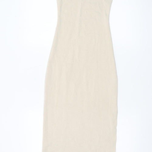 ASOS DESIGN Women’s Beige Midi Bodycon Sleeveless Knit Dress Size 10