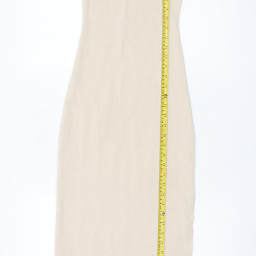 ASOS DESIGN Women’s Beige Midi Bodycon Sleeveless Knit Dress Size 10