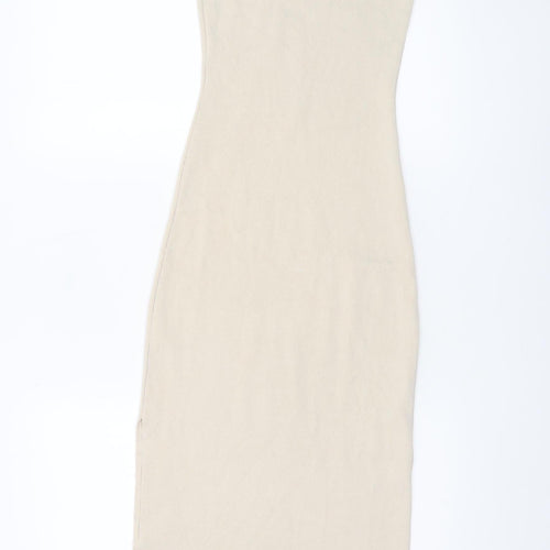 ASOS DESIGN Women’s Beige Midi Bodycon Sleeveless Knit Dress Size 10