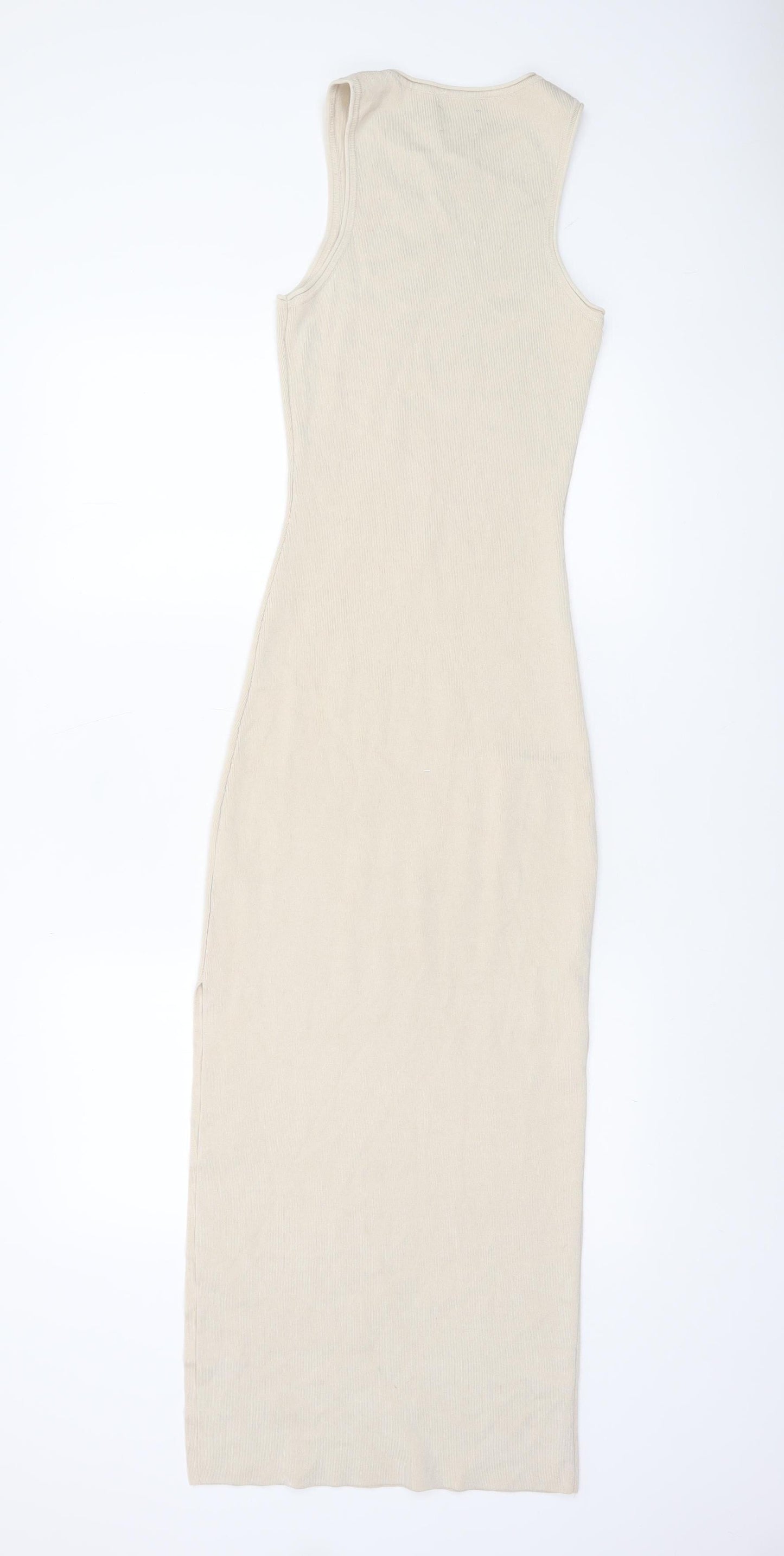 ASOS DESIGN Women’s Beige Midi Bodycon Sleeveless Knit Dress Size 10