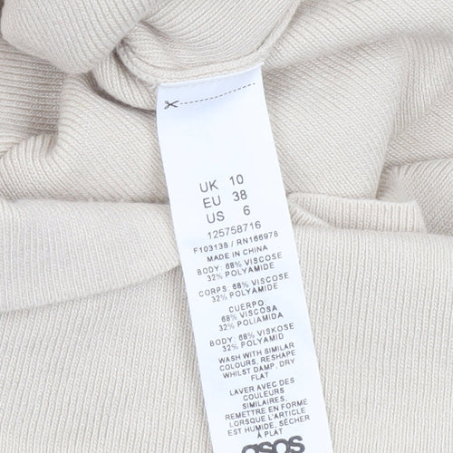 ASOS DESIGN Women’s Beige Midi Bodycon Sleeveless Knit Dress Size 10