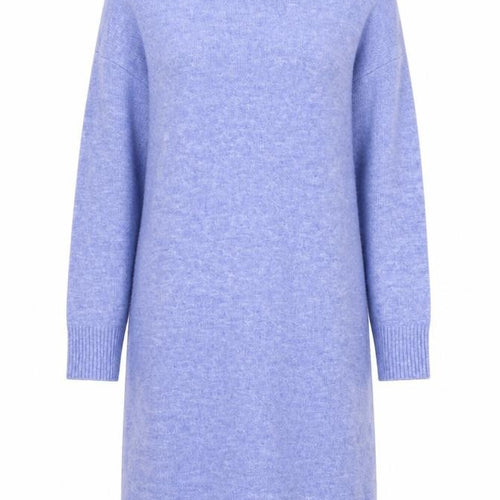 Monki Womens Blue Knit Jumper Dress XS High Neck 3/4 Sleeve Casual