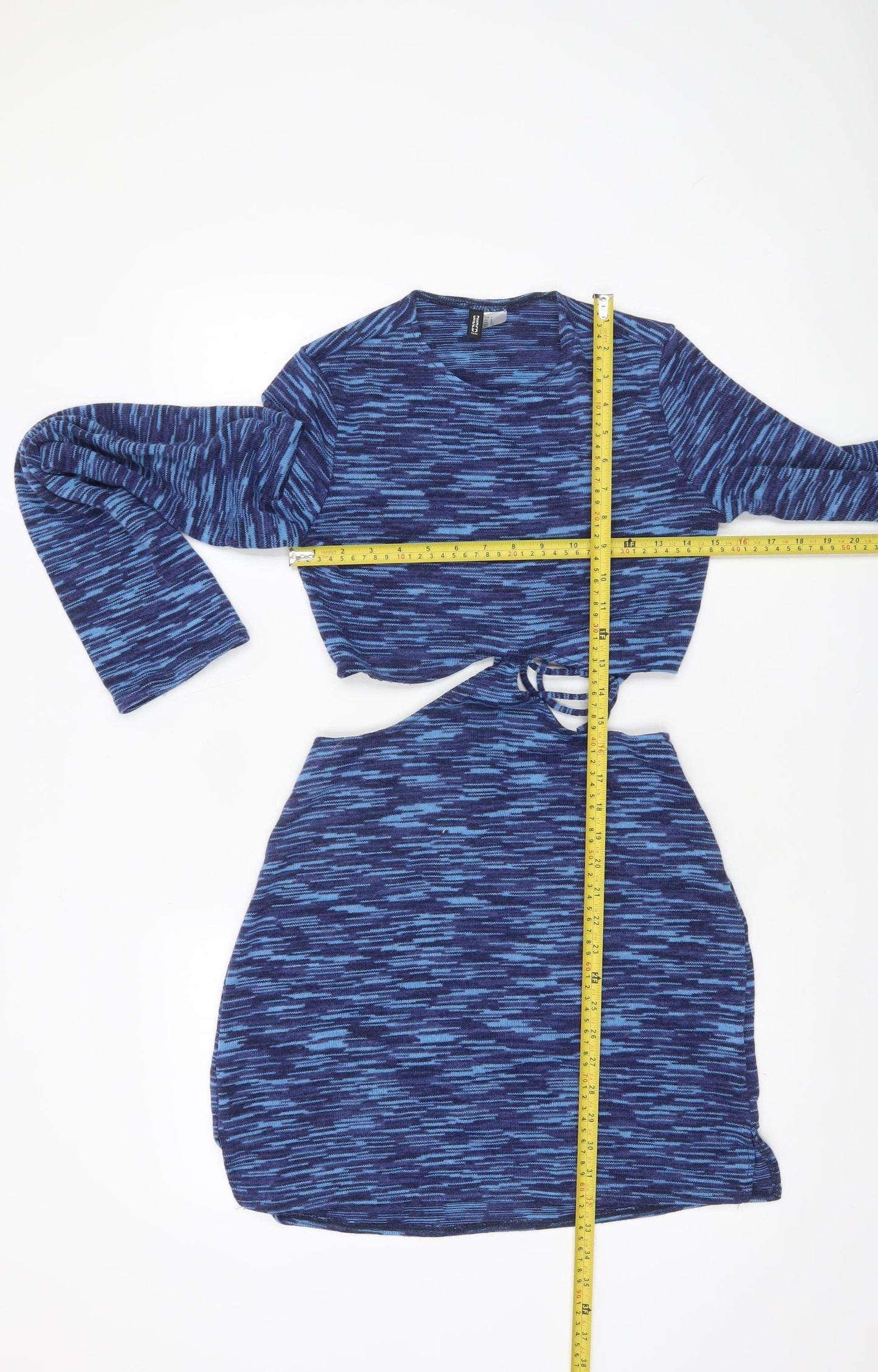 H&M Divided Women’s Blue Striped Bodycon Cut Out Mini Dress Size 8