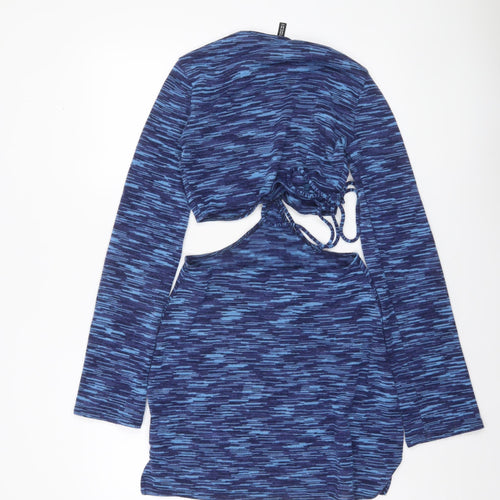H&M Divided Women’s Blue Striped Bodycon Cut Out Mini Dress Size 8