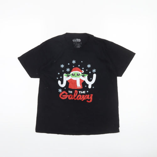 Star Wars Boys Black M Christmas Baby Yoda Graphic Cotton T-Shirt