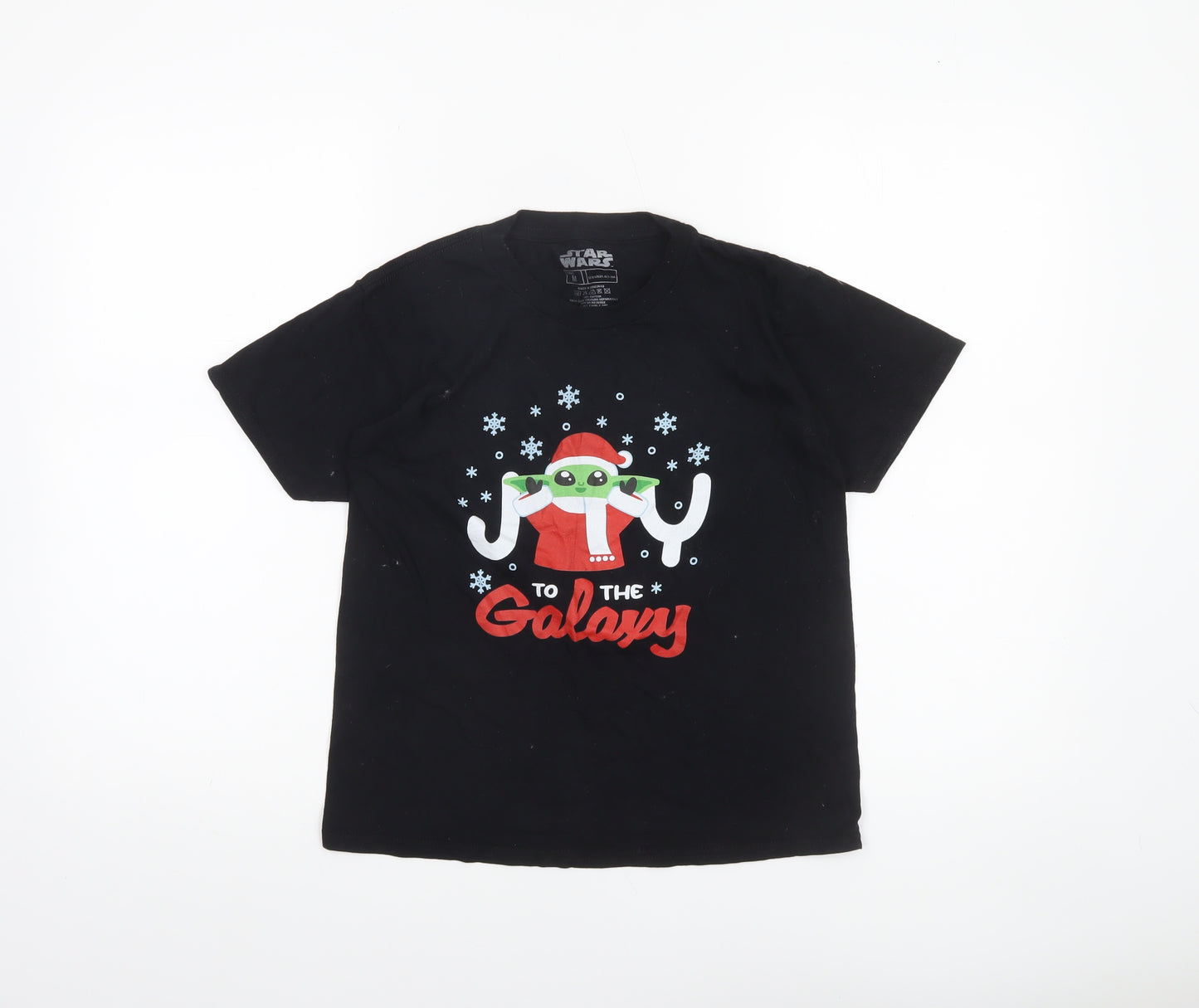 Star Wars Boys Black M Christmas Baby Yoda Graphic Cotton T-Shirt