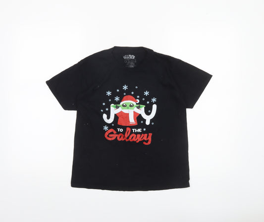 Star Wars Boys Black M Christmas Baby Yoda Graphic Cotton T-Shirt