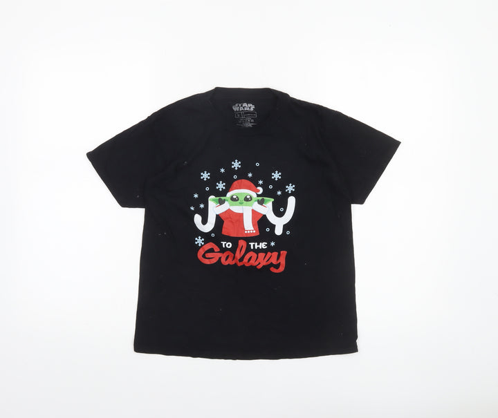 Star Wars Boys Black M Christmas Baby Yoda Graphic Cotton T-Shirt