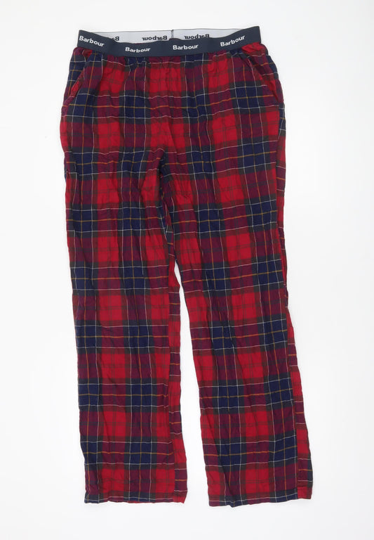 Barbour Men's Red Check Cotton Lounge Pants Size L