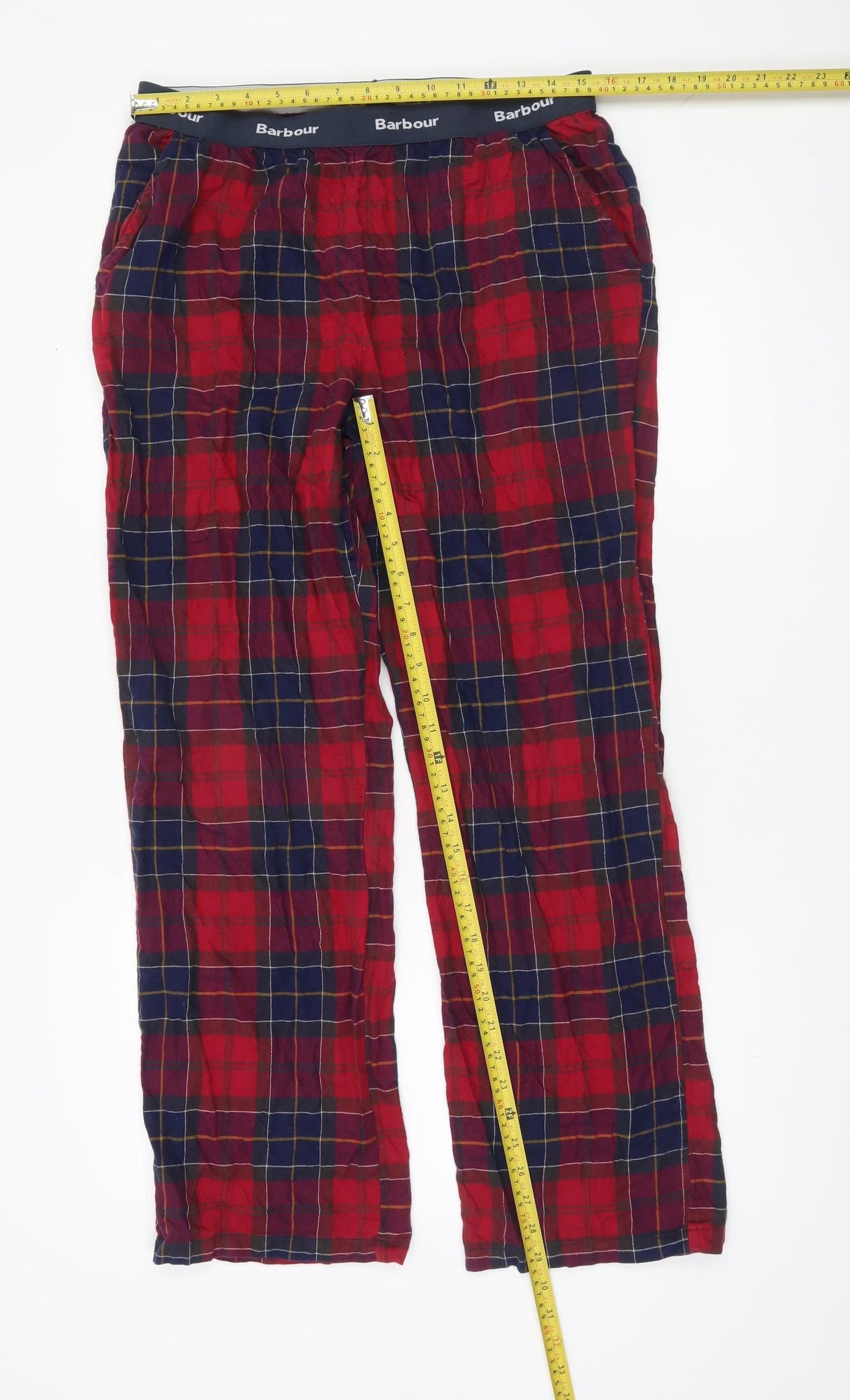Barbour Men's Red Check Cotton Lounge Pants Size L