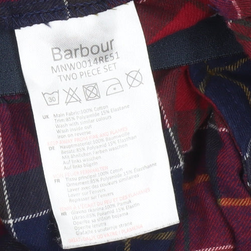 Barbour Men's Red Check Cotton Lounge Pants Size L
