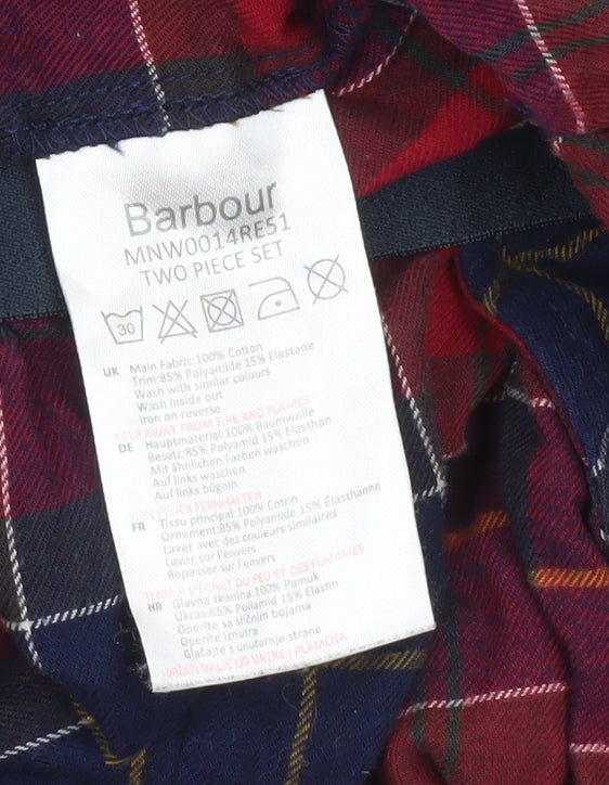 Barbour Men's Red Check Cotton Lounge Pants Size L