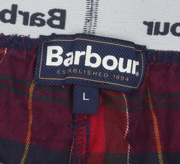 Barbour Men's Red Check Cotton Lounge Pants Size L