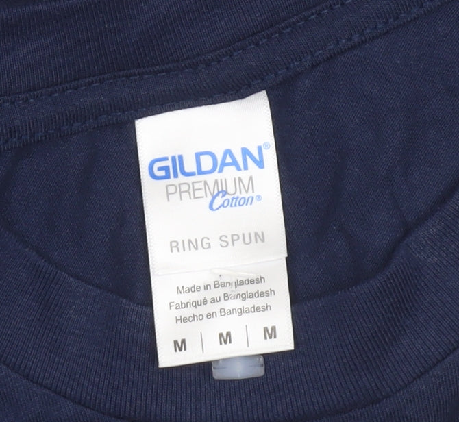 Gildan Mens Blue Funny 1972 Retro Graphic Short Sleeve T-Shirt Size M