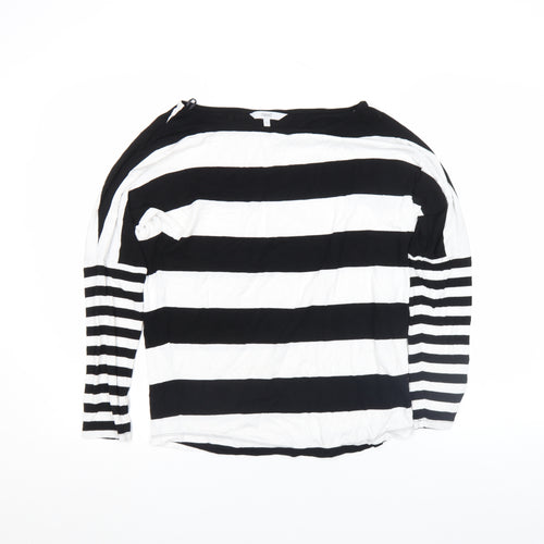 Next Women's Black and White Striped Long Sleeve Jersey Top Size 8