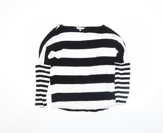 Next Women's Black and White Striped Long Sleeve Jersey Top Size 8