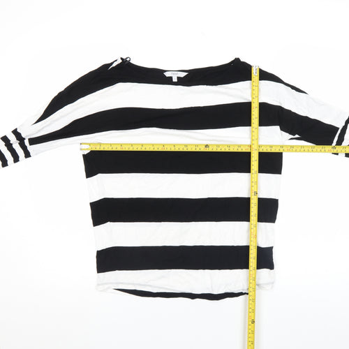 Next Women's Black and White Striped Long Sleeve Jersey Top Size 8