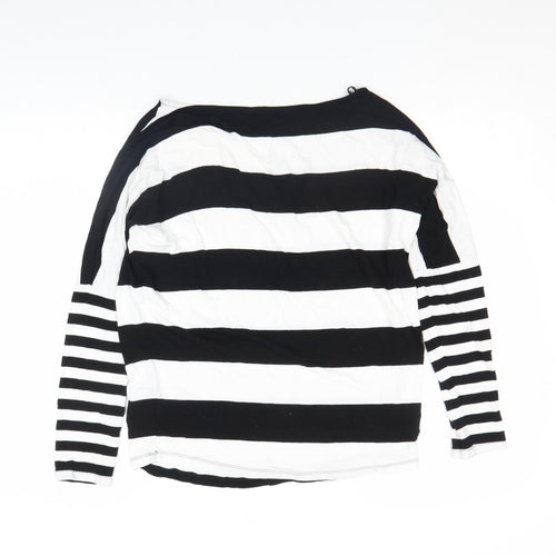 Next Women's Black and White Striped Long Sleeve Jersey Top Size 8