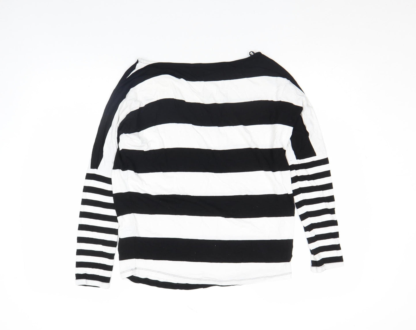 Next Women's Black and White Striped Long Sleeve Jersey Top Size 8