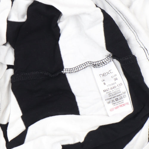 Next Women's Black and White Striped Long Sleeve Jersey Top Size 8