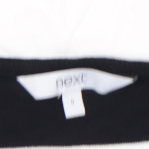 Next Women's Black and White Striped Long Sleeve Jersey Top Size 8