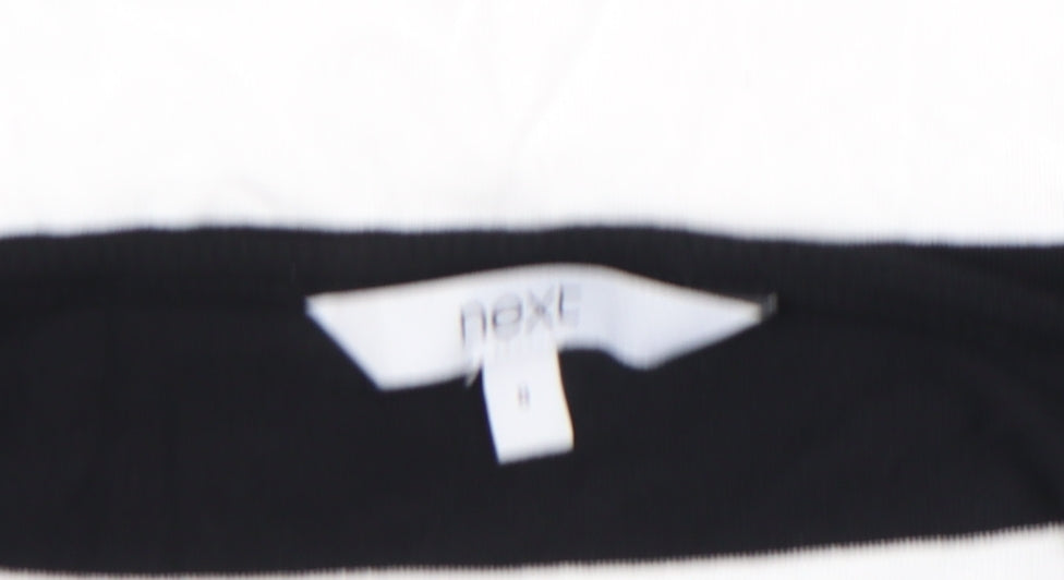 Next Women's Black and White Striped Long Sleeve Jersey Top Size 8