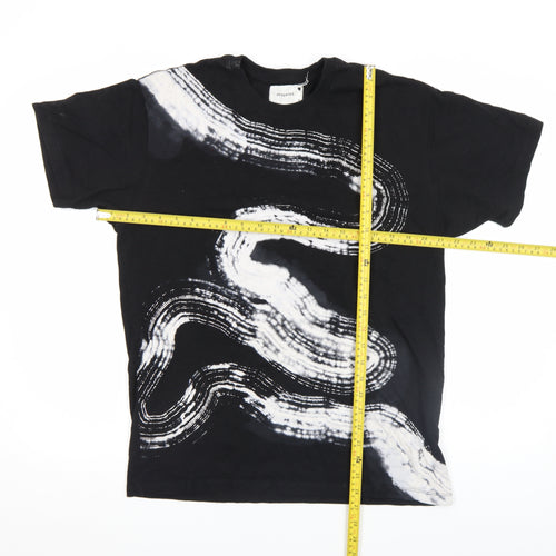 Reserved Womens Black Art Print Short Sleeve Cotton T-Shirt Size S