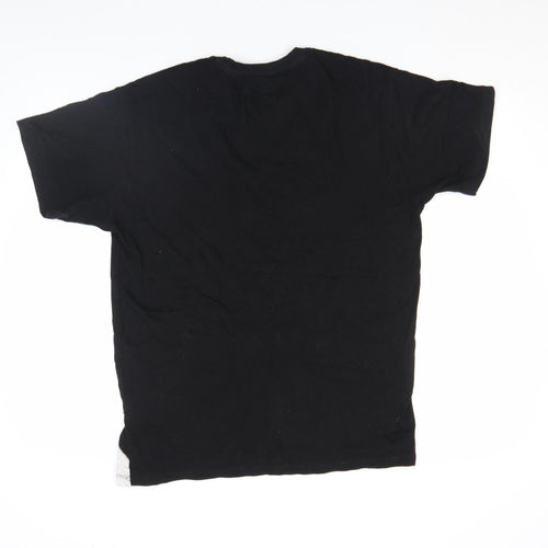 Reserved Womens Black Art Print Short Sleeve Cotton T-Shirt Size S