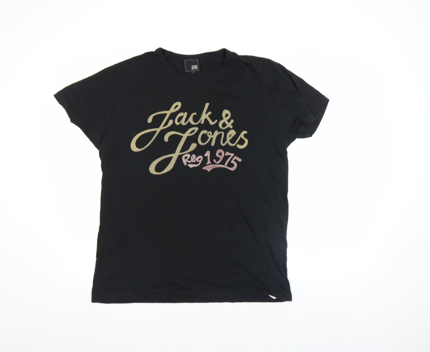 Jack & Jones Unisex Black L Basic Cotton Crew Neck T-Shirt