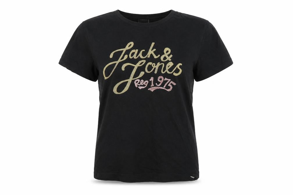 Front view of Jack & Jones unisex black l basic cotton crew neck t-shirt