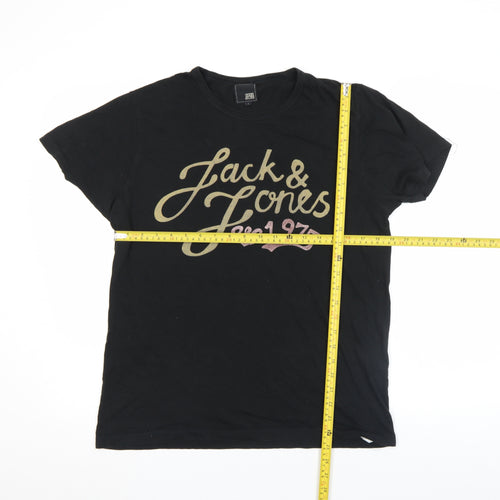 Jack & Jones Unisex Black L Basic Cotton Crew Neck T-Shirt