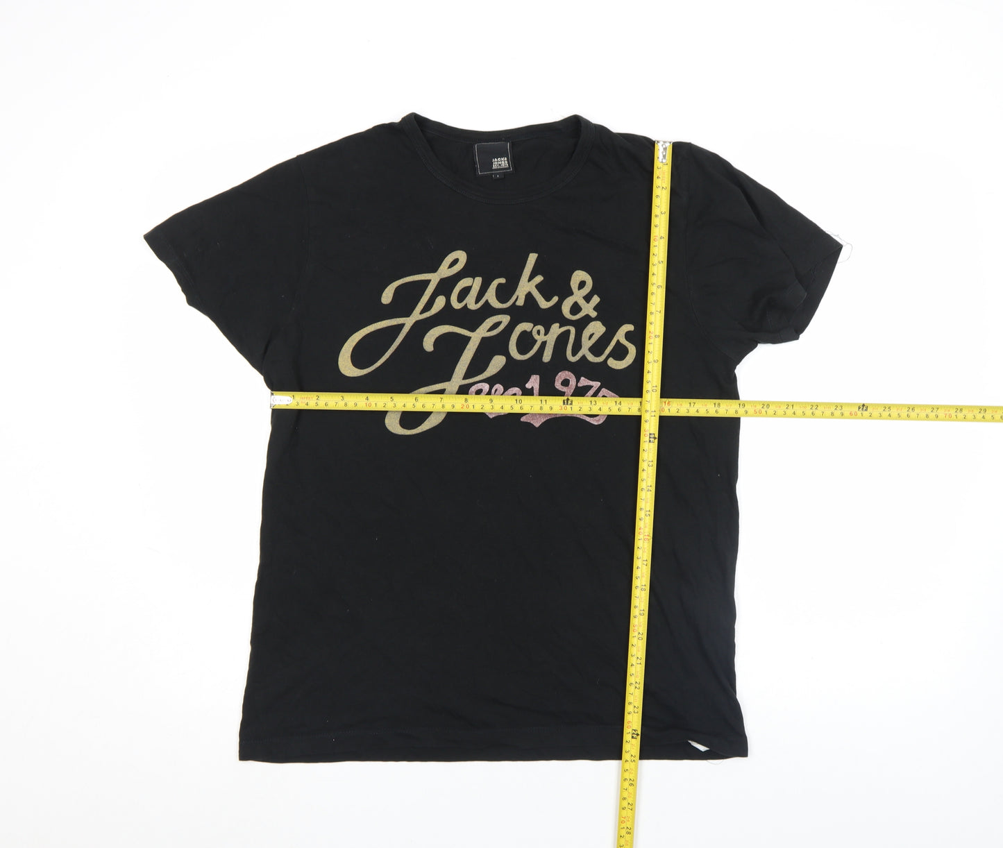 Jack & Jones Unisex Black L Basic Cotton Crew Neck T-Shirt
