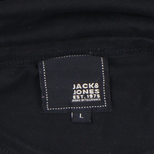 Jack & Jones Unisex Black L Basic Cotton Crew Neck T-Shirt